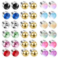 12Pcs/lot Magnetic Magnet Nose Stud Stainless Steel No Hole Nose Ring Ear Helix Cartilage Lip Labret Stud Non Pierced Jewelry
