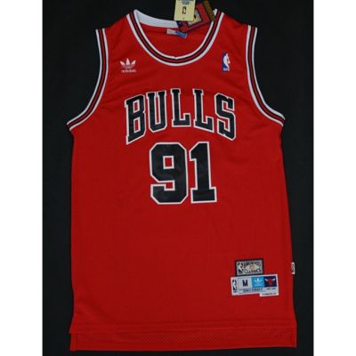 ใหม่ NBA Chicago Bulls สําหรับผู้ชาย #91 เสื้อกีฬาบาสเก็ตบอล ปักลาย Dennis Rodman สีแดง สไตล์เรโทร