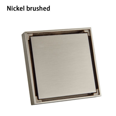 100 Solid Brass Square Bathroom Shower Floor Drain Tile Insert Invisible Water Filter Black Gold Chrome Nickel Brushed