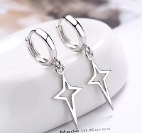 Gothic Punk Style Copper Metal Drop Earrings Black/Silver Color Stars Cross Pendientes Fashion For Women Men Rock Jewelry