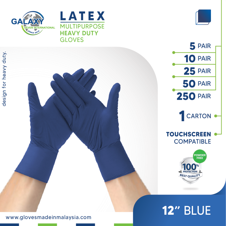 Heavy Duty Latex Gloves 20 Pcs Dark Blue Lazada