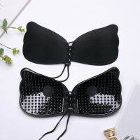 Women Sexy Lingerie Butterfly Mesh Silicone Bust Front Closure Lady Girl Invisible Push Up Non-slip Bra