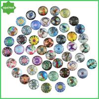 TDPTI76V8 50Pcs 12mm ครับ Cabochons แก้วพิมพ์ลาย กระจกสำหรับผู้หญิง 50รูปแบบ พลอยโดมแบน กระเบื้องโมเสค ครึ่งรอบ หมุนแก้ว cabochons ทำเครื่องประดับ DIY