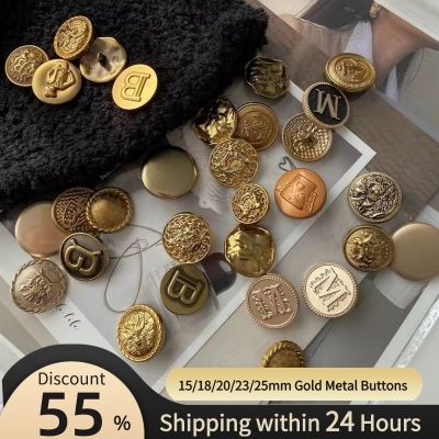 Luxury Metal Buttons Gold Settings For Clothing Coat Cuff Decoration Diy Crafts Supplies Apparel Retro Sewing Shank Button 10pcs