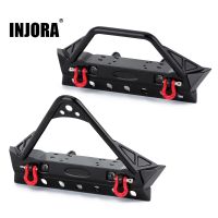 INJORA กันชนหน้าโลหะพร้อมไฟสำหรับ1/4ตีนตะขาบ RC แกน SCX10 90046 SCX10 III AXI03007 AXI03003อัพเกรด TRX4