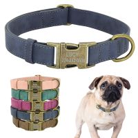 【hot】卍  Custom Dog Collar Personalized Leather Collars Soft Padded ID Small Medium Large Dogs Bulldog Pug