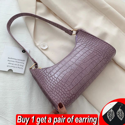 【 Cw】r กระเป๋าสะพายลายจระเข้ผู้หญิงฝรั่งเศสกระเป๋าหนัง PU รักแร้กระเป๋าออกแบบขั้นสูงกระเป๋าถือใหม่เลดี้กระเป๋า Sac