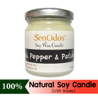 SenOdos เทียนหอม อโรม่า เทียนหอมสปา Black Pepper + Patchouli Scented Soy Candle Aroma 190 g - กลิ่นพริกไทยดำ + แพทชูลี่