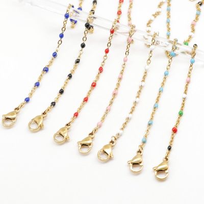 Enamel Anklet Stainless Steel Gold Color 23cm(9 ) long For Birthday Party And New Year Gifts 1 Piece