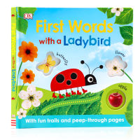 DK follows ladybird to learn words. Hole book cant tear cardboard book. Original English picture book first words with a Lady Bird childrens English word vocabulary learning childrens Enlightenment cognitive picture book 0-3-6 years old