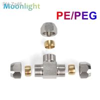 Pneumatic Fittings Brass T Type 6-4-6mm 8mm OD Tube Compression Tee Type Ferrule Joint Tube Compression Fitting Connector PE PEG