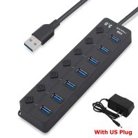 【In-demand】 liaoxian3105992120 1PC Professional 4/7พอร์ต USB 3.0 Hub พร้อมอะแดปเตอร์ไฟความเร็วสูงภายนอก USB Splitter Expander สวิตช์เปิด/ปิดสำหรับแล็ปท็อป PC