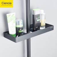 卍▽ Free Shipping Stainless Steel Shower Bar Storage Rack Black Storage Shelf Shower Bathroom Pole Storage Tray Holder