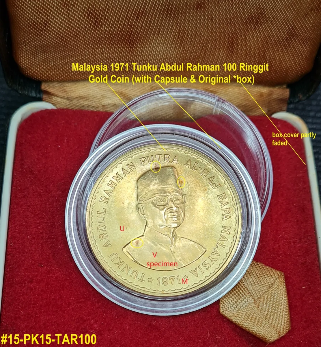 Malaysia, 1971, 100 Ringgit, Gold Coin, Tunku Abdul Rahman,, 48% Off