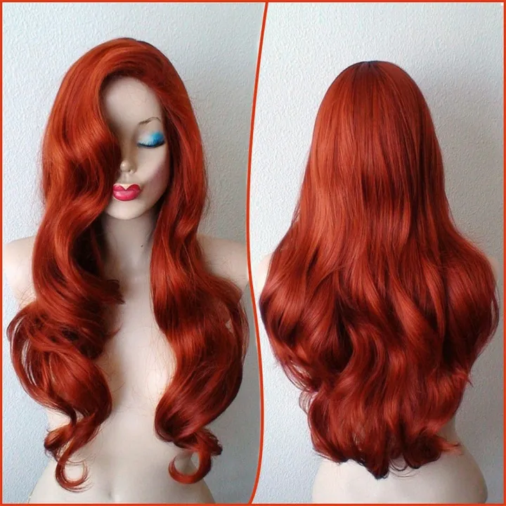 Original wig for women human hair true hair 55cm Copper Red Curly Long Synthetic  Hair Wig Cosplay Props High Temperature Synthetic Hair Wigs | Lazada  Singapore