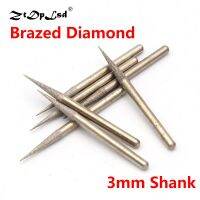 (Rui baoG)1Pcs 3Mm Shank Grit 46 Pointed Shape Brazed Diamond Grinding Head Burrs แกะสลัก Peeling Bits หยกหินแก้วโลหะเซรามิค Mill