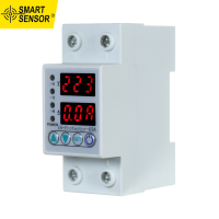 Smart Sensor 63A 220V Din Rail ปรับมากกว่าแรงดันไฟฟ้าและภายใต้แรงดันไฟฟ้าเครื่องปกป้องป้องกันอุปกรณ์รีเลย์ป้องกันกระแสไหลมากเกิน Home การใช้งานจอแสดงผล LED คู่