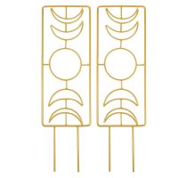 2 Pack Metal Plant Trellis for Climbing Plants Indoor 14 Inch Potted Plant Trellis Metal Moon Phase Houseplant Trellis Phase Houseplant Trellis (Gold)