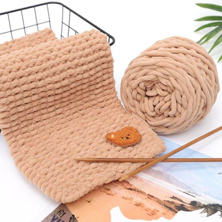 เส้นด้ายขนาดใหญ่-chenille-100ก-บอลสำหรับถักด้วยมือผ้าคอตตอนเส้นด้ายโครเชต์นมผ้าโพลีเอสเตอร์ผสมหมวกถักผ้าพันคอไหมพรม-diy-ถักโครเชต์