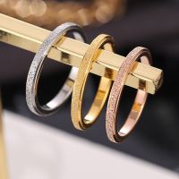 Wholesale High Quality Fashion Simple Scrub Sandblast Steel Womens Rings Width Finger Gift for Girl Jewelry