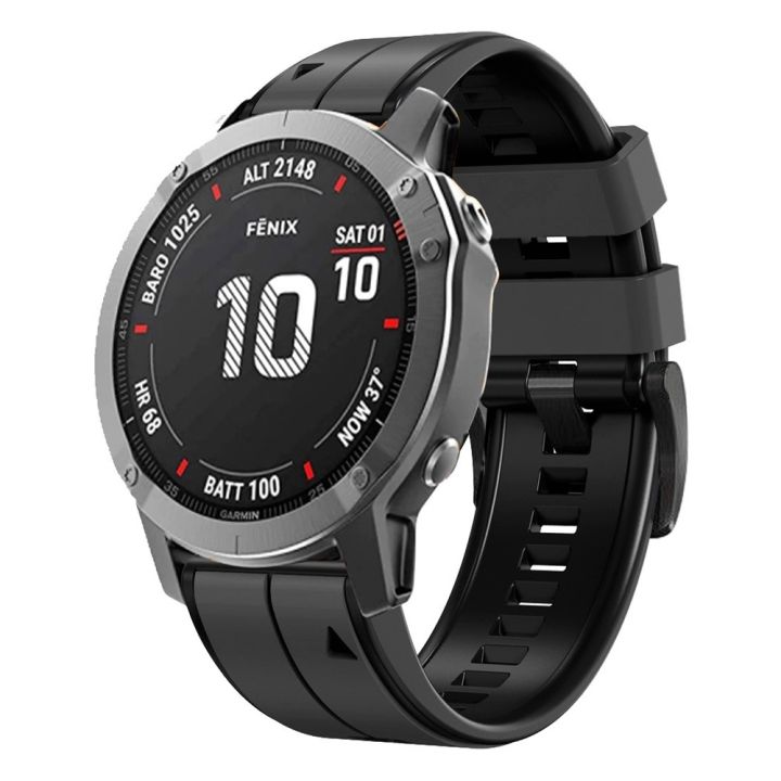 สำหรับ-garmin-fenix-6-22มม-ซิลิโคนกีฬาสายนาฬิกาข้อมือสองสี-เถ้าคาร์บอน-สีดำ-ขายเอง