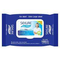 ผ้าเช็ดผิว ทิชชู่เปียก ซีเคียว สีน้ำเงิน สำหรับผู้ใหญ่ แผ่นใหญ่ Sekure Adult Wipes  Extra Large Sheet บรรจุ 100 แผ่น ถูกที่สุด ส่งไวมาก