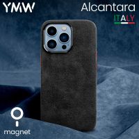 YMW Magnetic ALCANTARA Case for iPhone 14 Pro Max 13 12 mini Luxury Business Supercar Interior Same Suede Leather Phone Cover