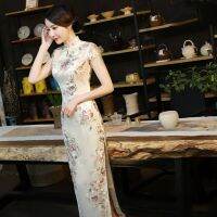 Cheongsam ปรับปรุง 2023 ใหม่ Long Walk ลูกไม้สไตล์จีนแสดงชุดจัดเลี้ยงผอมทุกวัน