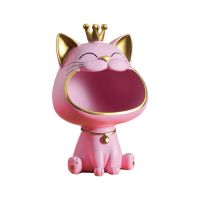 Pink 2023 NEW Resin Lucky Cat Statue Sculpture Table Decoration Miniature Figurine Storage Box Modern Living Room Desk Home Decor