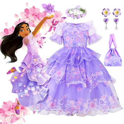 New Isabela Princess Dress Charm Girl Carnival Birthday Party Halloween Clothes Cosplay Mirabel Luoisa Disney Encanto Costume