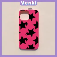 VENKI - เคสไอโฟน11 เคส iPhone Case Soft TPU Glossy Pink Candy Case Black Star ป้องกันกล้องกันกระแทกสำหรับ iPhone 14 13 12 11 Pro Max 7 8 Plus X XR