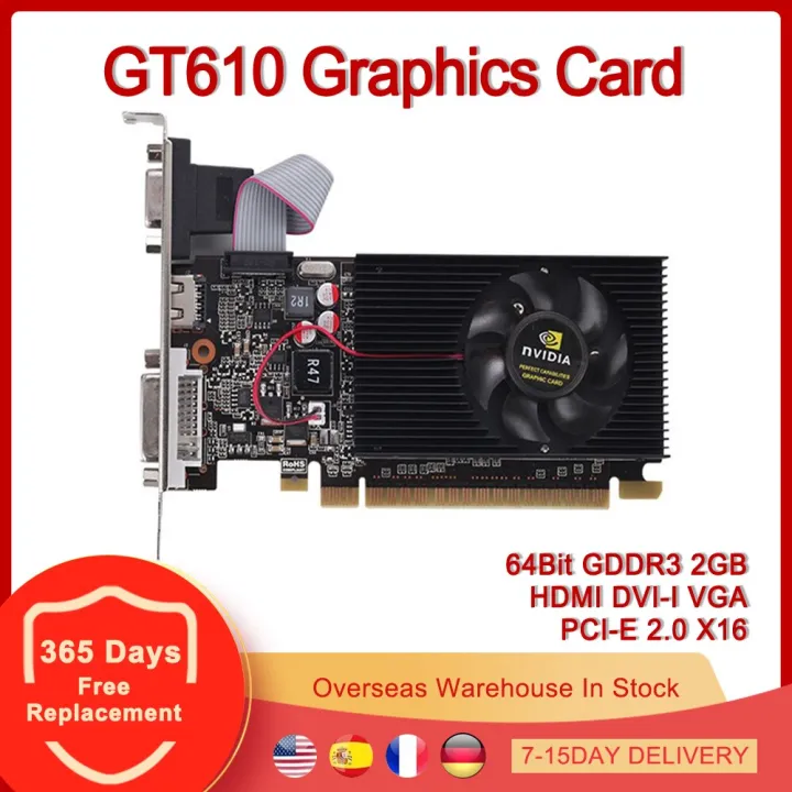 Placa Gráfica GT610 2GB Placa Gráfica 64Bit GDDR3 GT 610 D3 Placas De Vídeo De Jogo Para Placa De V%c3%addeo Vga Compat%c3%advel Com Hdmi I.1200892447