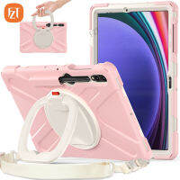 FZT Casing Tablet สำหรับซัมซุงกาแล็กซีแท็บ S9Plus 12.4 "(2023) / SM-X810 X816 X818 TPU แบบนิ่ม + ฝาครอบซิลิคอนกันกระแทก HDB ที่วางโทรศัพท์แบบตั้งได้ในตัวพร้อม Tali Bahu