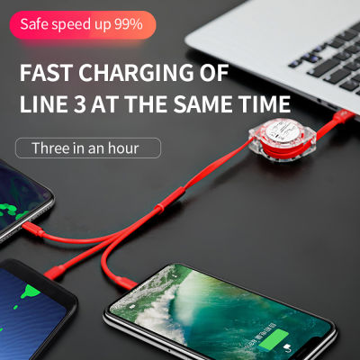 【cw】3 In1 Usb Micro Cable Mobile Phone Accessories Charger One For Three Usb Cable 3a Fast Charging Cord Expansion Line Data Lines ！