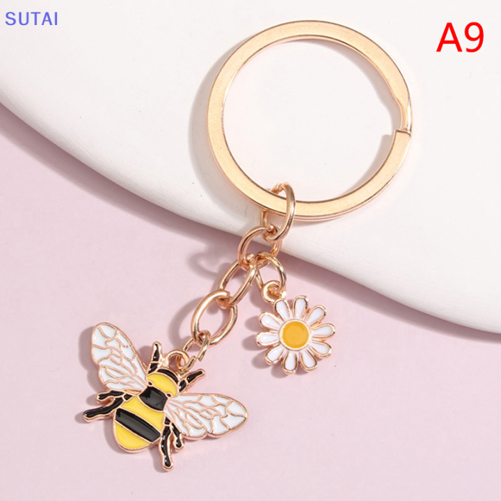 lowest-price-sutai-พวงกุญแจดอกไม้รังผึ้งรูปหัวใจน่ารักพวงกุญแจสวนพวงกุญแจของที่ระลึกสำหรับผู้หญิงผู้ชายกระเป๋าถือเครื่องประดับ
