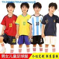 ▦❈ NBA75thAnniversary4 Childrens football suit training suit short-sleeved student football game uniform team uniform class uniform custom childrens football uniform