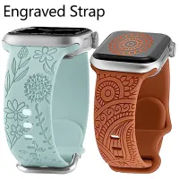 2pcs Engraved Strap for Apple Watch Ultra Band 49mm 44/40MM 41/45mm 38/42mm Silicone Correa Bracelet IWatch Series 8 7 6 SE 5 3 Straps