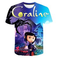 2023 NEWCartoon อะนิเมะเสื้อยืด Coraline ฤดูร้อนแขนสั้นเสื้อยืด3D พิมพ์เสื้อยืดเด็กสาวเด็ก Tee สบายๆ Streetwear เด็กท็อปส์