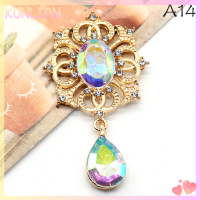 [KUNLIAN] แฟชั่น28x49มมโลหะผสมสีทองเงางาม rhinestone ผู้หญิงเข็มกลัดตกแต่งเสื้อผ้า DIY บัตรอวยพรแก้วไวน์