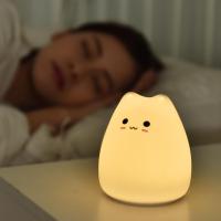 High Quality Mini Cute Cartoon Cat Shaped Pat Light Lamp Soft Silicone Nightlight for Kids Room Decor Hot Sale