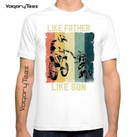 Vintage Motocross Dirt Bike Like Father Like Son T-Shirt Short Sleeves T Shirt Round Neck Casual Riding A Bicycle Tee Tshirt