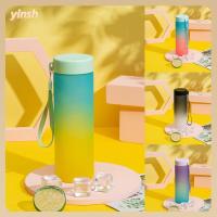 YINSH 600มล. ถ้วยน้ำน้ำ สีไล่ระดับสี จุได้มาก กาต้มน้ำสำหรับเดินทาง แฟชั่นสำหรับผู้หญิง ใช้ซ้ำได้ ขวดน้ำกีฬา กิจกรรมกลางแจ้งกลางแจ้ง