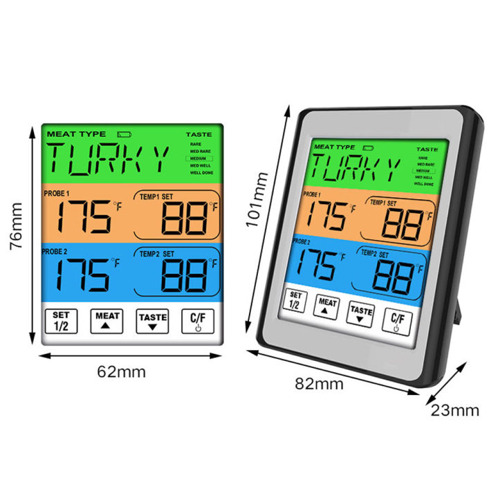 dual-probe-เครื่องวัดอุณหภูมิสำหรับทำอาหารแบบดิจิตอล-lcd-backlight-เครื่องวัดอุณหภูมิสำหรับย่างอาหารพร้อมนาฬิกาปลุกอัจฉริยะสำหรับเตาอบในครัว