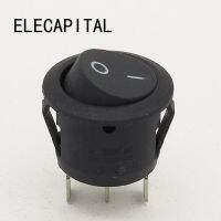 5Pcs Mini Round Black 3 Pin SPDT ON-OFF Rocker Switch Snap-in