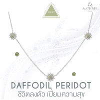 A.CEMI Daffodil Flower Peridot Necklace สร้อยคอดอกแดฟฟอดิล พลอยเพอริดอท  สร้อยคอพลอยแท้ ของขวัญ