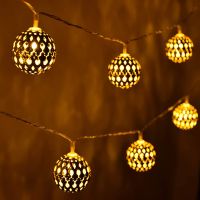 Moroccan Globe LED Fairy String Lights Noel Decoration 2021 New Year 2022 Decor Battery-Operated Garland 10M