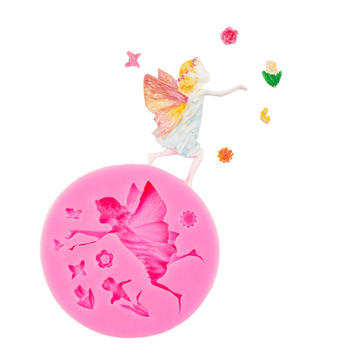 jiang-แม่พิมพ์ซิลิโคนเค้กฟองดองทำจากดินเหนียวรูปดอกไม้และขนมไหว้พระจันทร์สำหรับเด็กผู้หญิงปีก