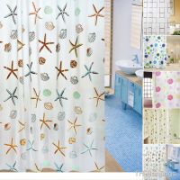 【hot】☃✽  180x200cm PEVA Shower Curtains Thickening Curtain Starfish Hibiscus Pattern Accessories