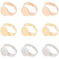 1Box Adjustable 304 Stainless Steel Finger Rings Components Pad Ring Base Findings Flat Round Mixed Color 12pcs/box