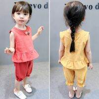 1-4 ปี 80-110cm พร้อมส่ง ชุดเสื้อแขนกุด และกางเกงขาสั้น สําหรับเด็ก